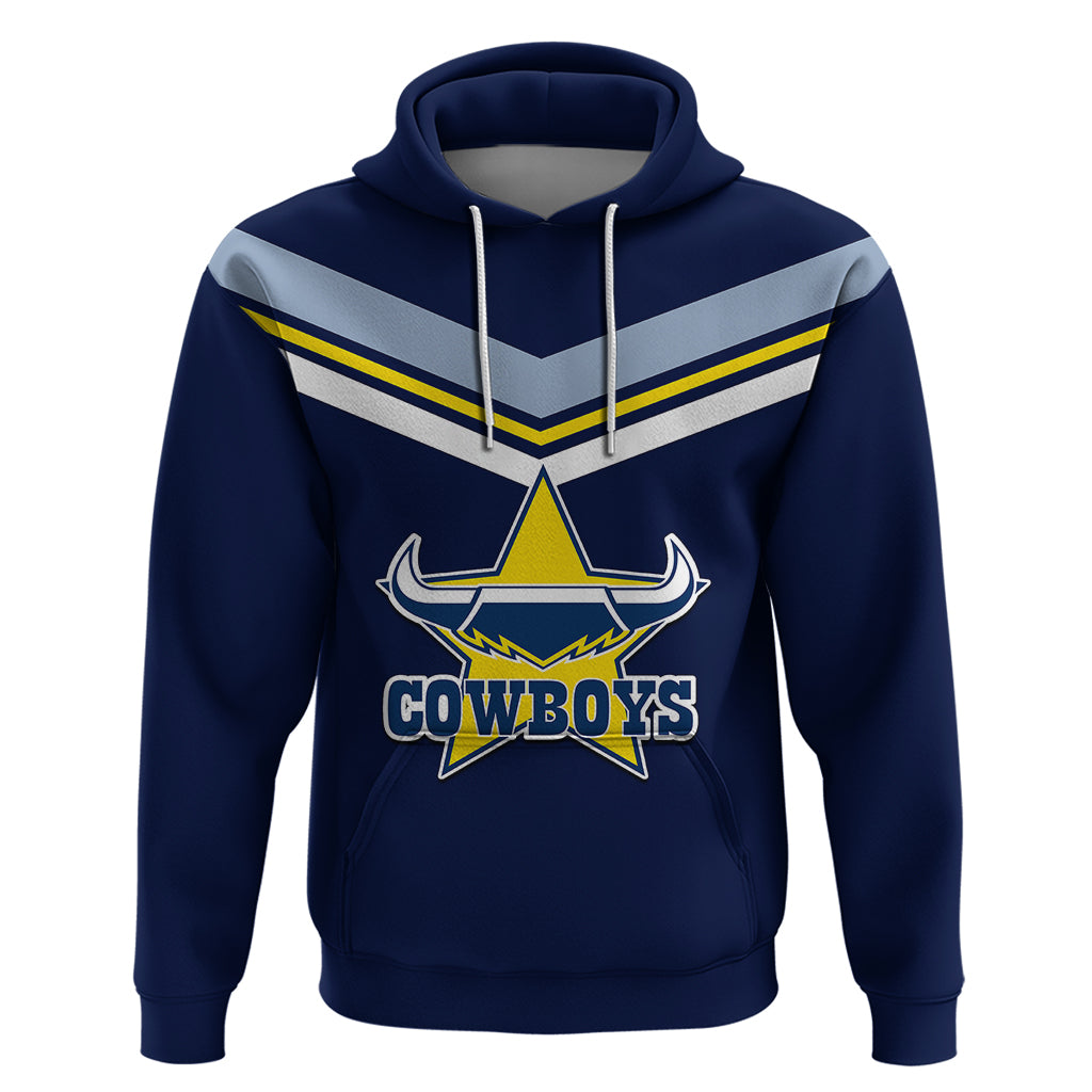 (Custom Text And Number) NRL Cowboys Hoodie New Jersey 2023 Blue LT6 - Vibe Hoodie Shop