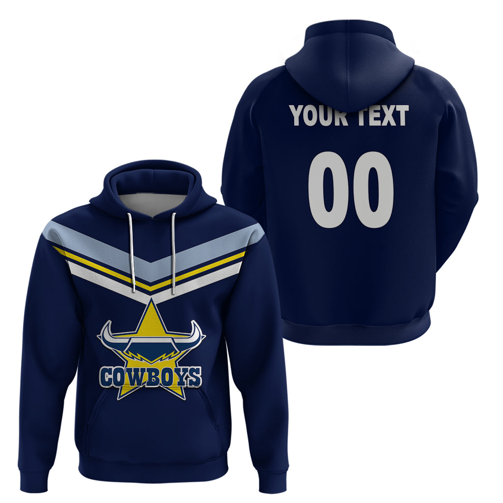 (Custom Text And Number) NRL Cowboys Hoodie New Jersey 2023 Blue LT6 - Vibe Hoodie Shop
