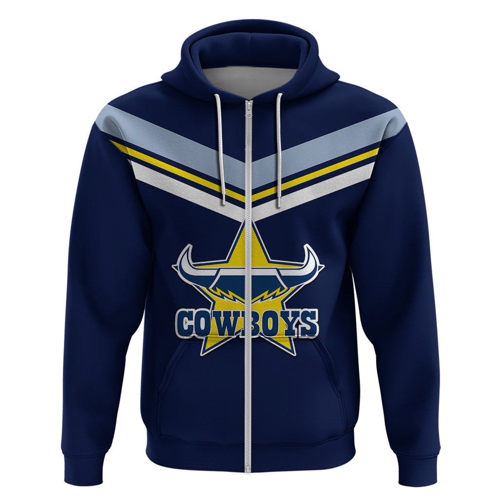 (Custom Text And Number) NRL Cowboys Hoodie New Jersey 2023 Blue LT6 - Vibe Hoodie Shop