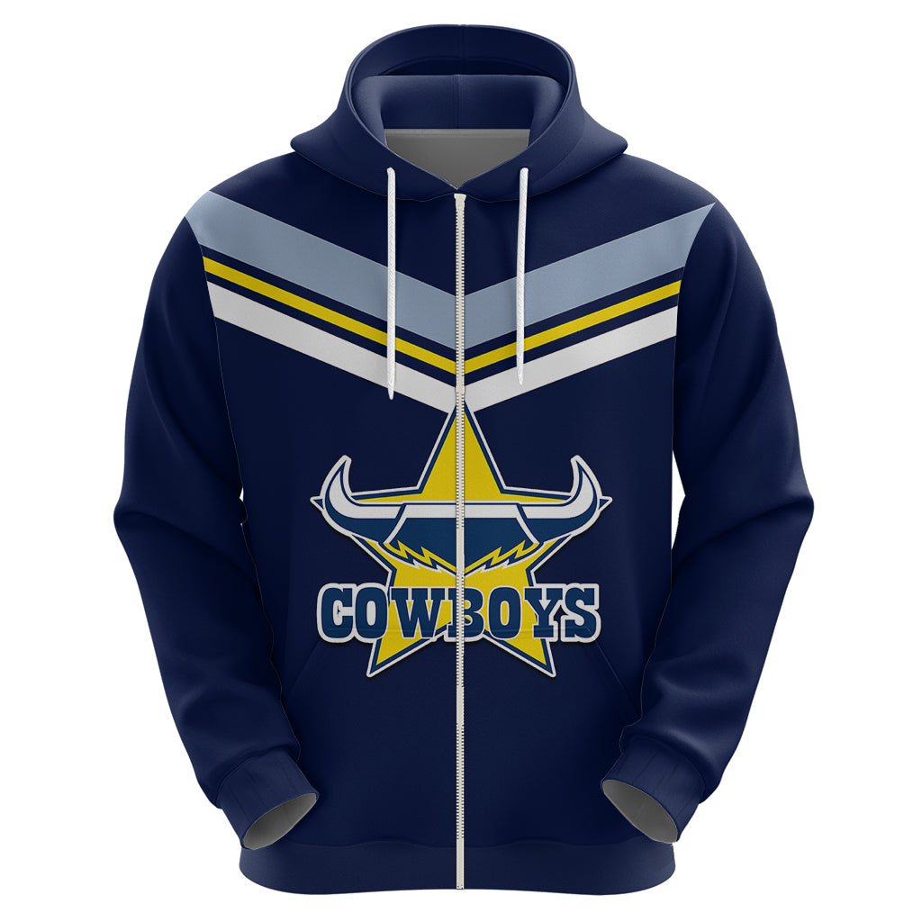 (Custom Text And Number) NRL Cowboys Hoodie New Jersey 2023 Blue LT6 - Vibe Hoodie Shop