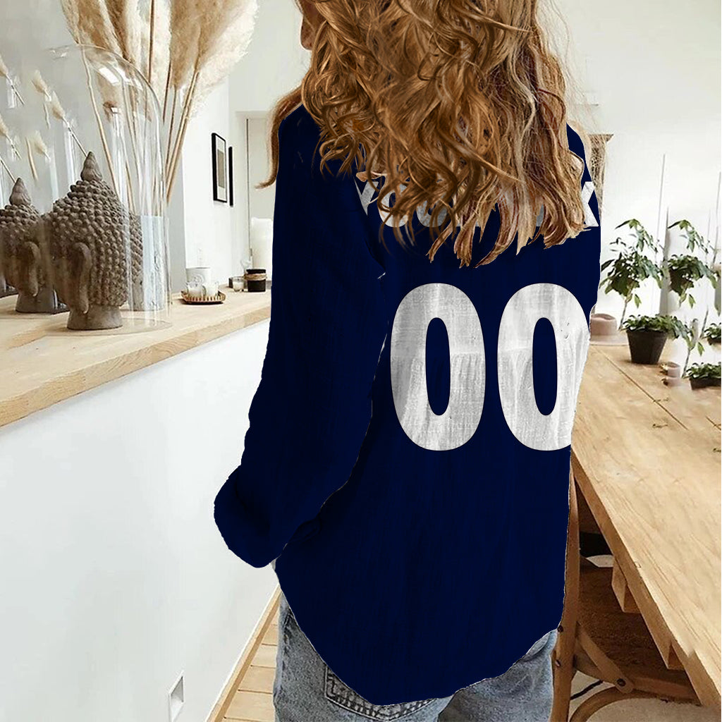 (Custom Text And Number) NRL Cowboys Women Casual Shirt New Jersey 2023 Blue - Vibe Hoodie Shop