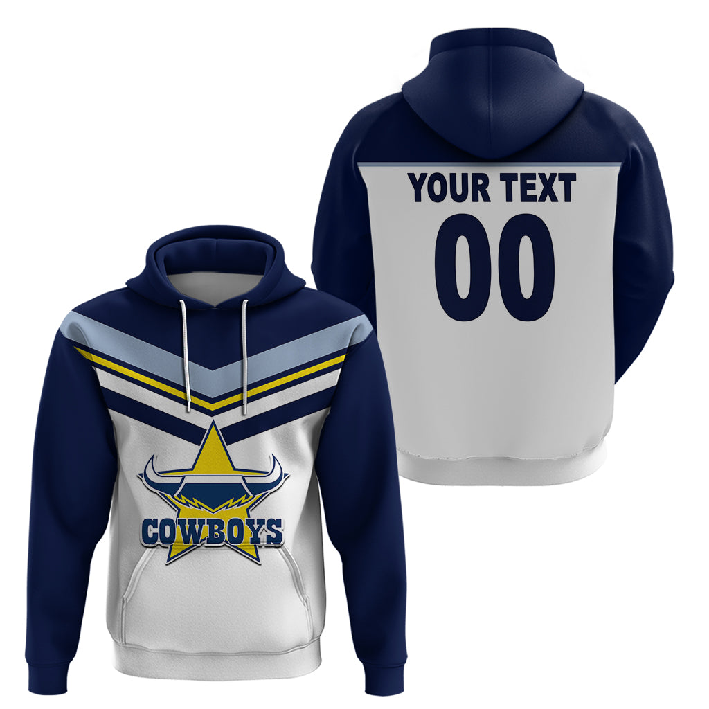 (Custom Text And Number) NRL Cowboys Hoodie New Jersey 2023 White LT6 - Vibe Hoodie Shop
