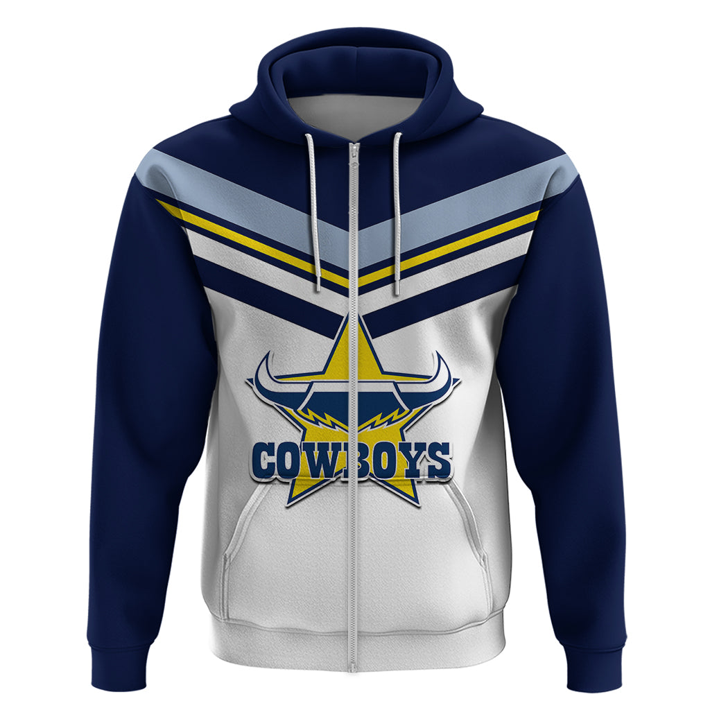 (Custom Text And Number) NRL Cowboys Hoodie New Jersey 2023 White LT6 - Vibe Hoodie Shop