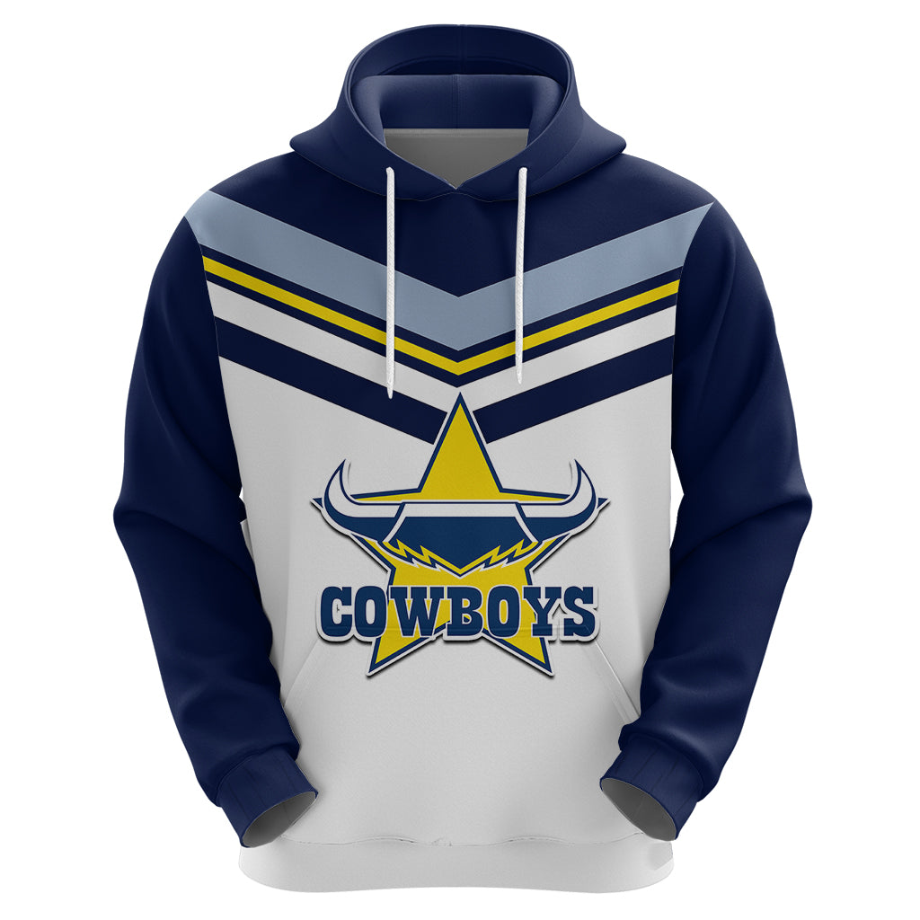 (Custom Text And Number) NRL Cowboys Hoodie New Jersey 2023 White LT6 - Vibe Hoodie Shop
