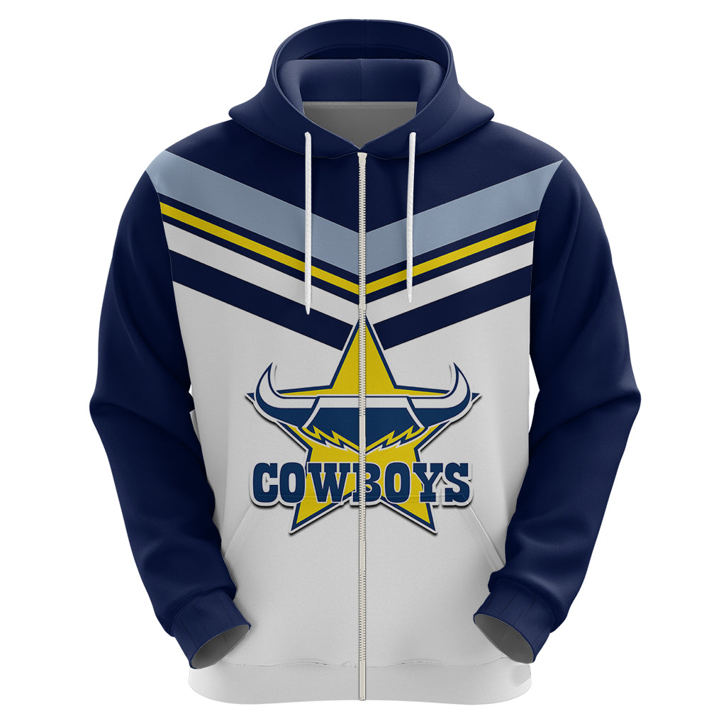(Custom Text And Number) NRL Cowboys Hoodie New Jersey 2023 White LT6 - Vibe Hoodie Shop