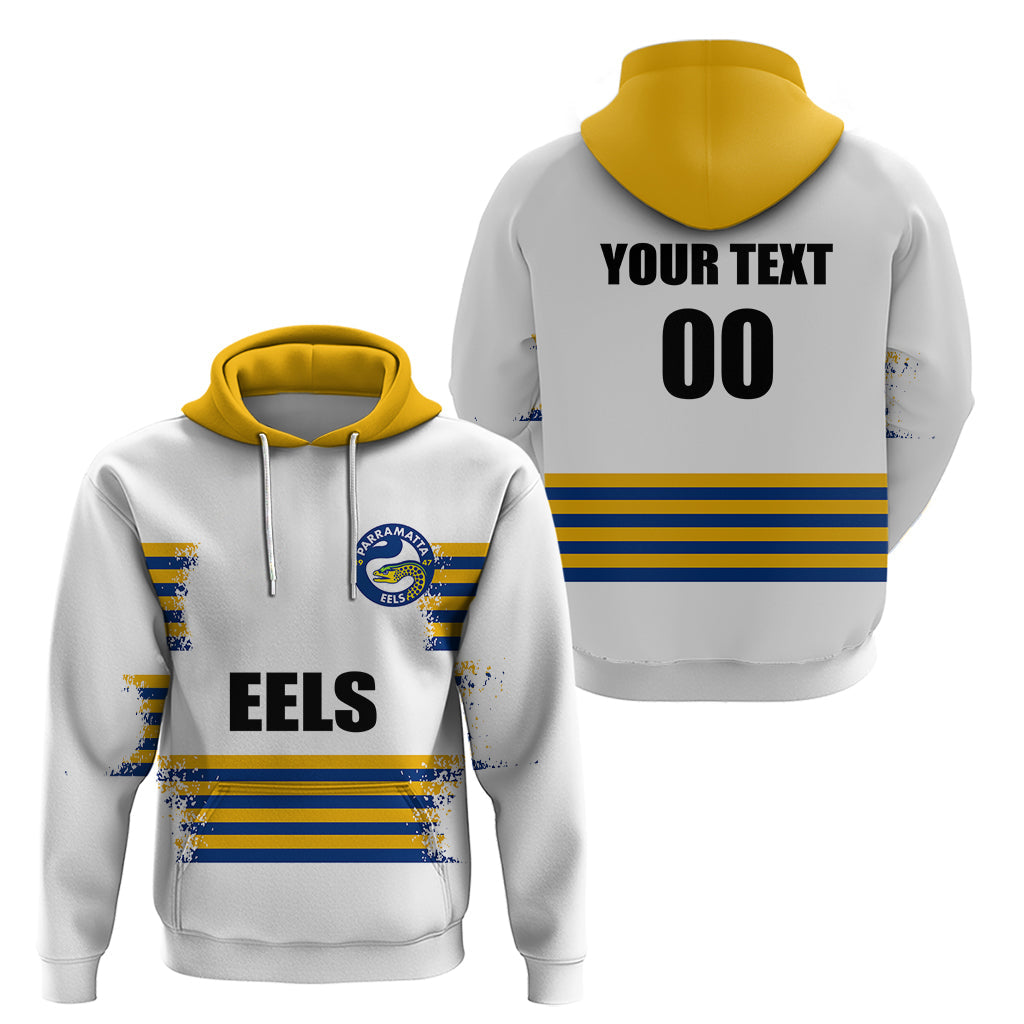(Custom Personalised And Number) EELS NRL Hoodie 2023 Simple White Style LT6 - Vibe Hoodie Shop