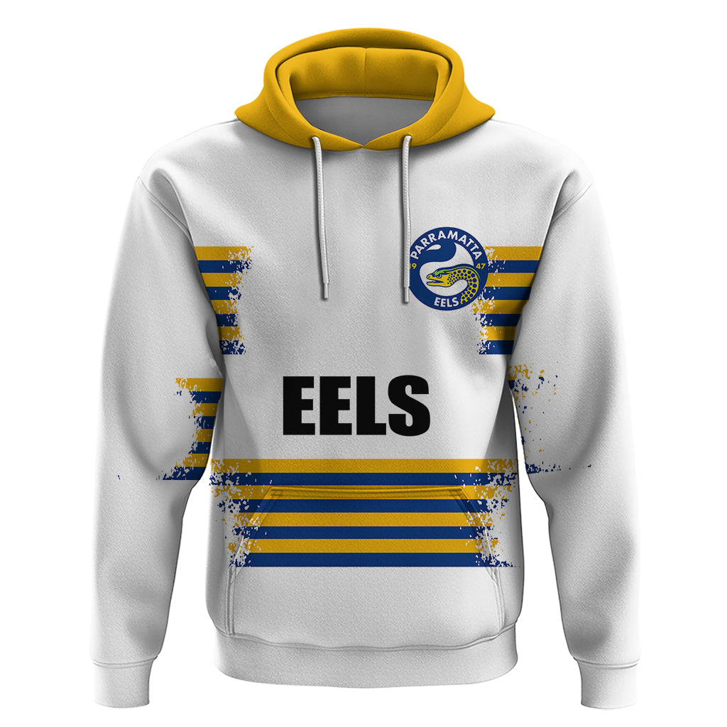 (Custom Personalised And Number) EELS NRL Hoodie 2023 Simple White Style LT6 - Vibe Hoodie Shop