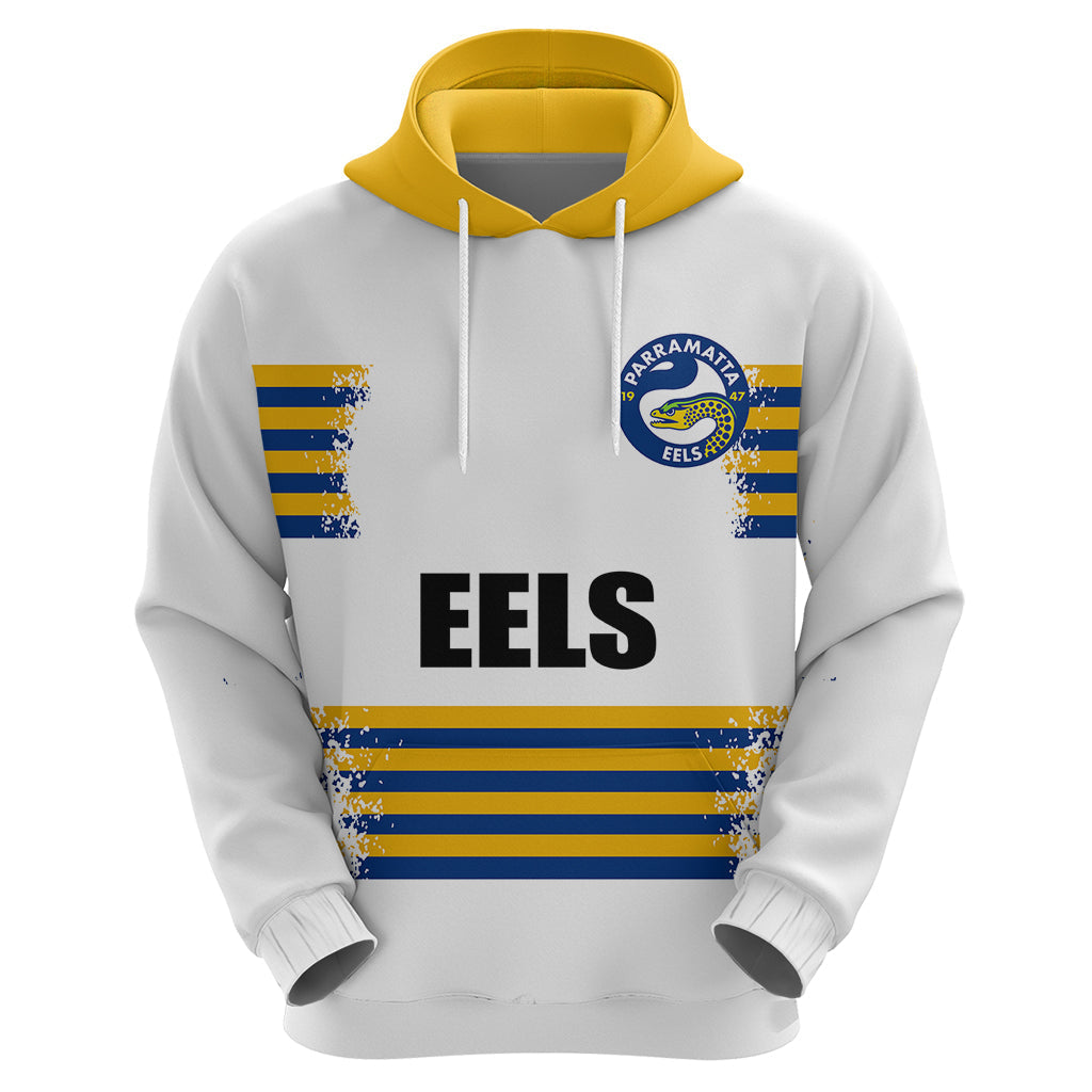(Custom Personalised And Number) EELS NRL Hoodie 2023 Simple White Style LT6 - Vibe Hoodie Shop