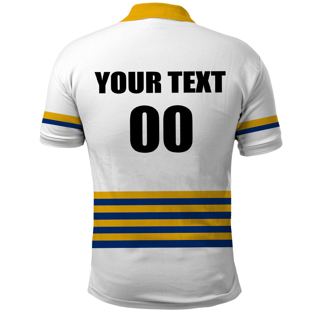 (Custom Personalised And Number) EELS NRL Polo Shirt 2023 Simple White Style - Vibe Hoodie Shop