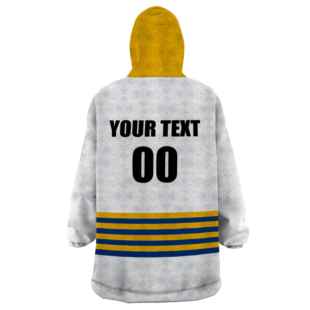 (Custom Personalised And Number) EELS NRL Wearable Blanket Hoodie 2023 Simple White Style - Vibe Hoodie Shop