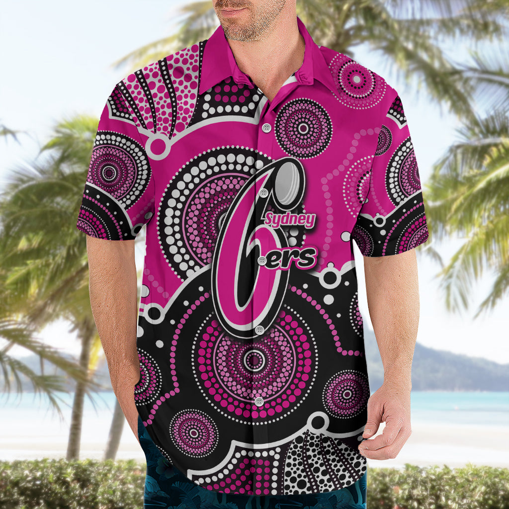 (Custom Text And Number) Sixers BBL Hawaiian Shirt Aboriginal Patterns Pink Version - Vibe Hoodie Shop
