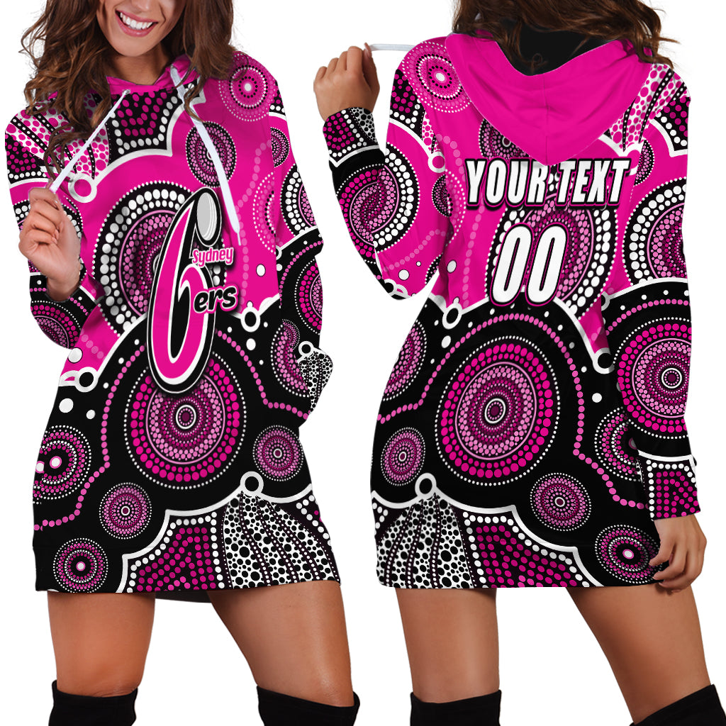 (Custom Text And Number) Sixers BBL Hoodie Dress Aboriginal Patterns Pink Version - Vibe Hoodie Shop