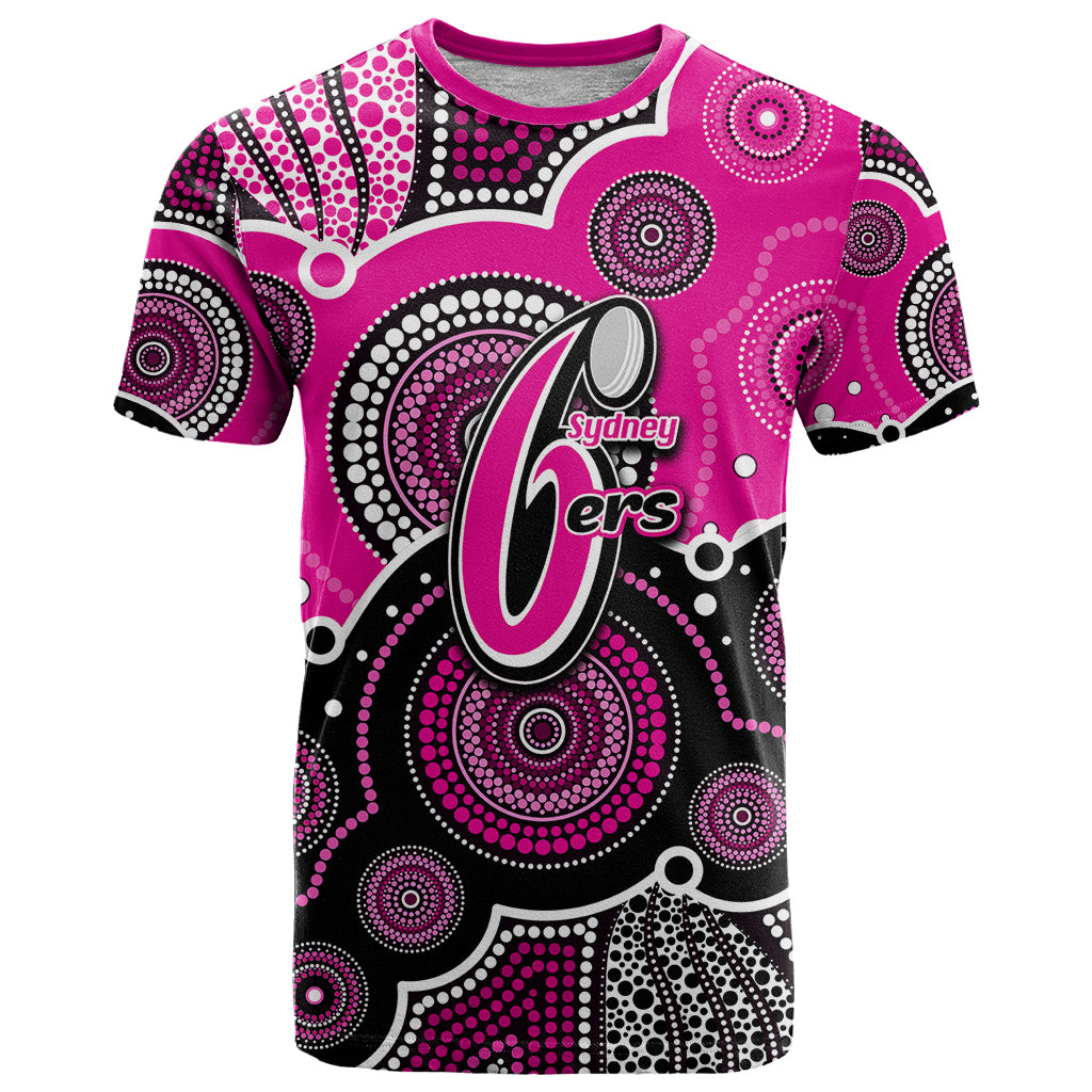 (Custom Text And Number) Sixers BBL T Shirt Aboriginal Patterns Pink Version - Vibe Hoodie Shop