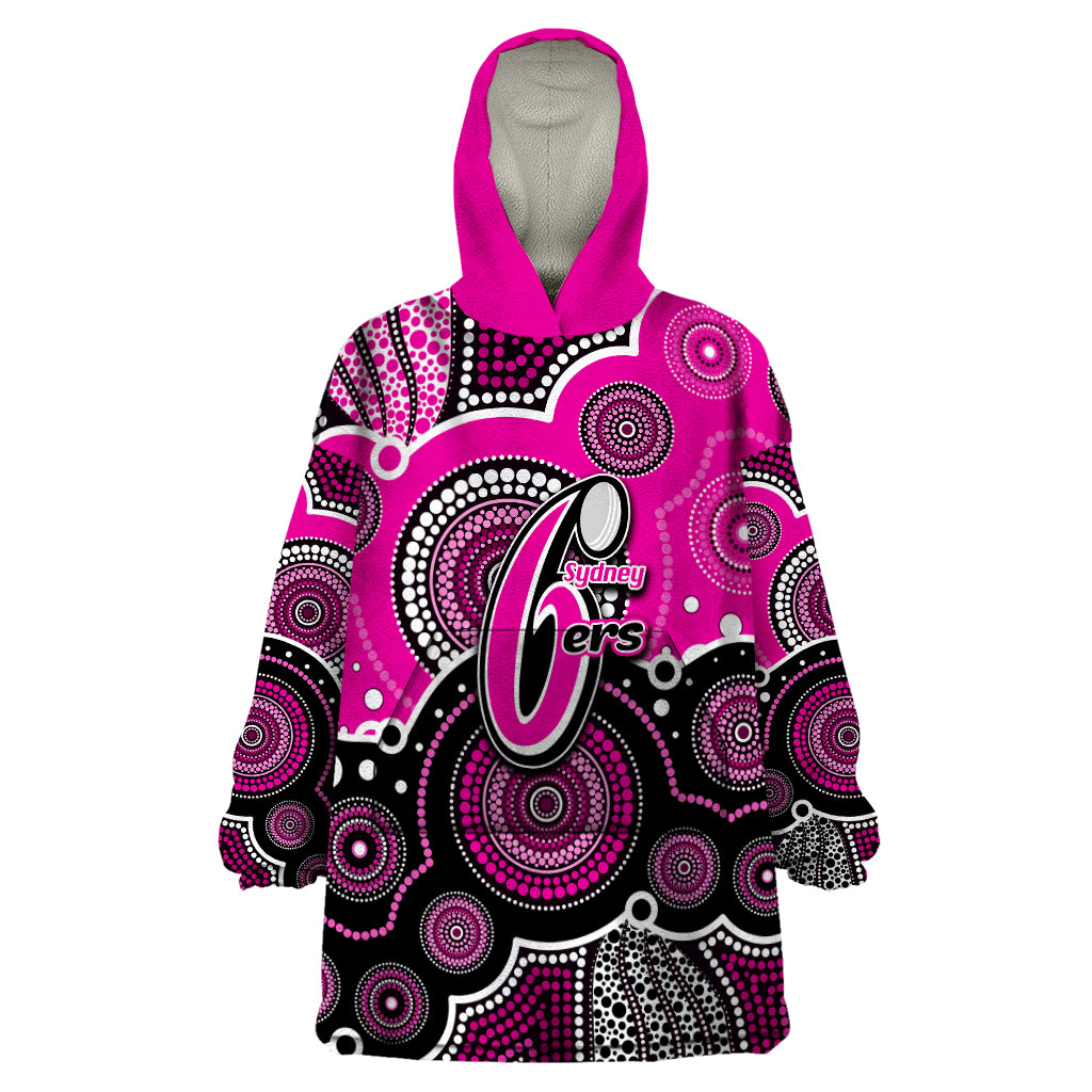 (Custom Text And Number) Sixers BBL Wearable Blanket Hoodie Aboriginal Patterns Pink Version - Vibe Hoodie Shop