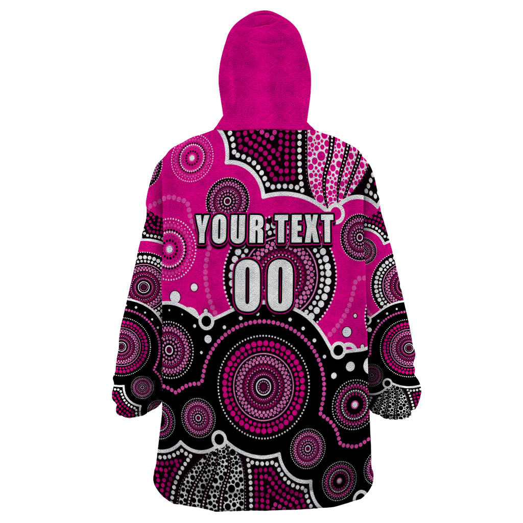 (Custom Text And Number) Sixers BBL Wearable Blanket Hoodie Aboriginal Patterns Pink Version - Vibe Hoodie Shop