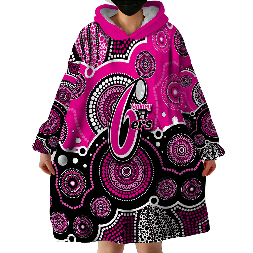 (Custom Text And Number) Sixers BBL Wearable Blanket Hoodie Aboriginal Patterns Pink Version - Vibe Hoodie Shop