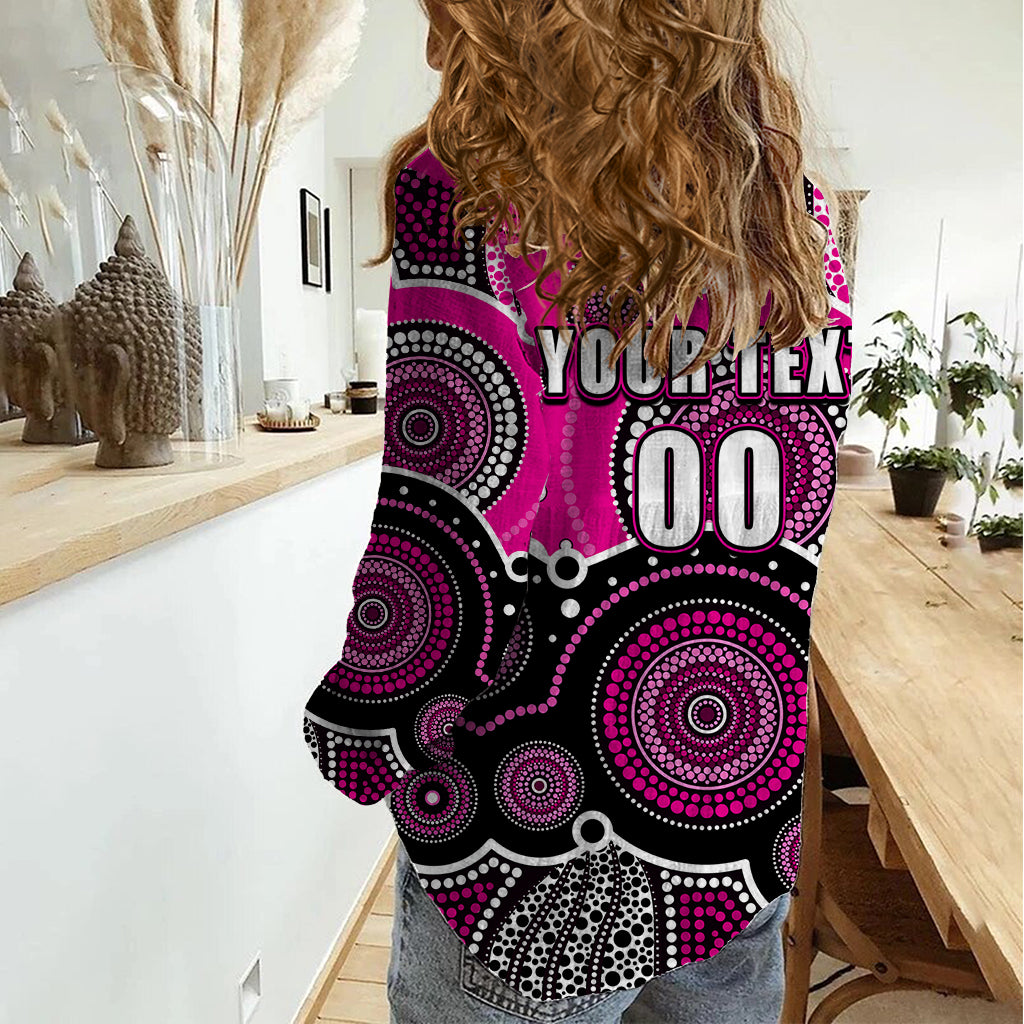 (Custom Text And Number) Sixers BBL Women Casual Shirt Aboriginal Patterns Pink Version - Vibe Hoodie Shop