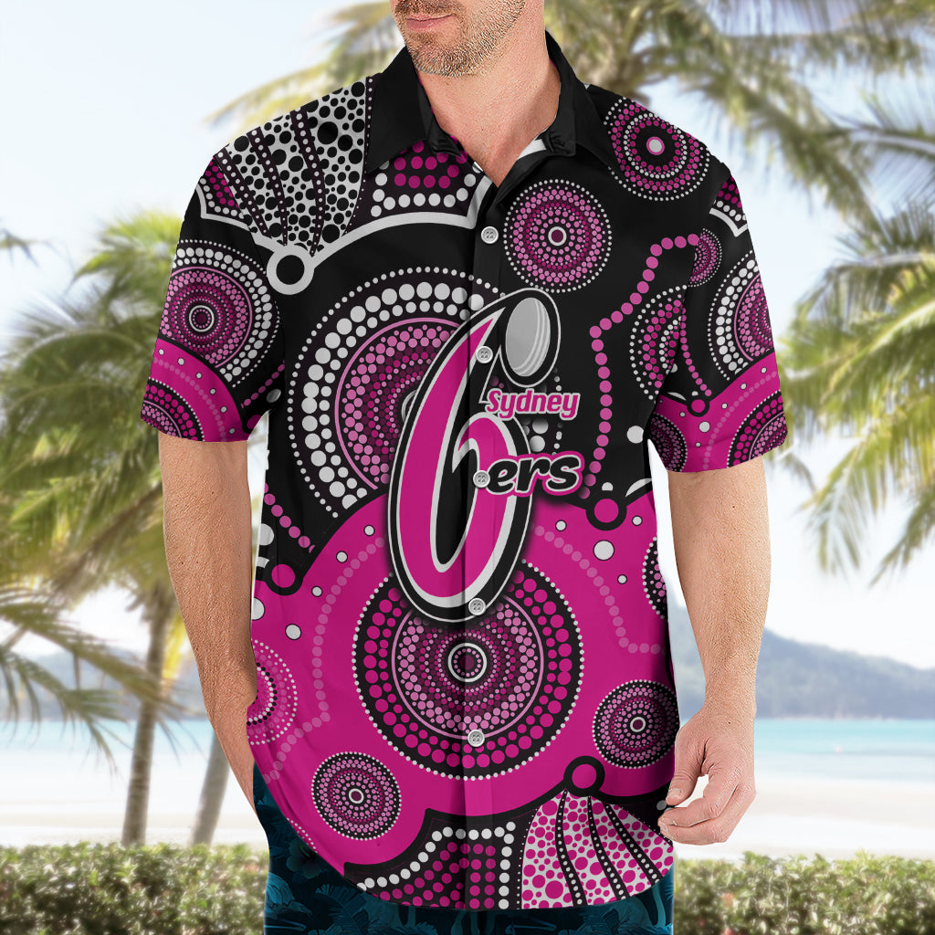 (Custom Text And Number) Sixers BBL Hawaiian Shirt Aboriginal Patterns Black Version - Vibe Hoodie Shop