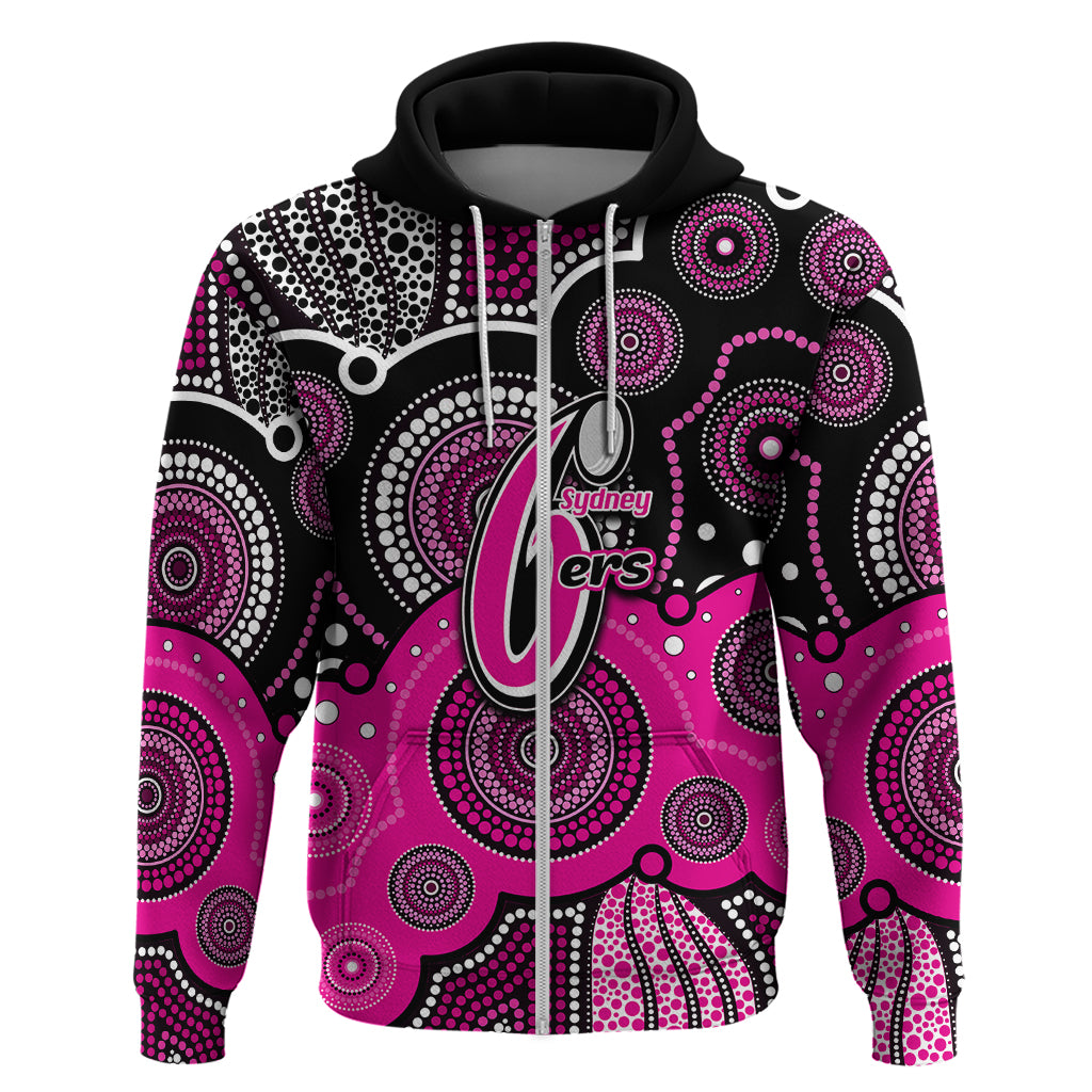 (Custom Text And Number) Sixers BBL Hoodie Aboriginal Patterns Black Version LT6 - Vibe Hoodie Shop
