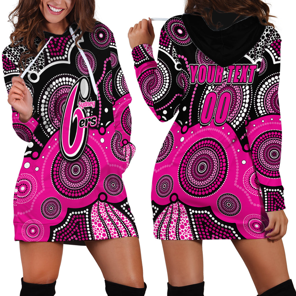 (Custom Text And Number) Sixers BBL Hoodie Dress Aboriginal Patterns Black Version - Vibe Hoodie Shop