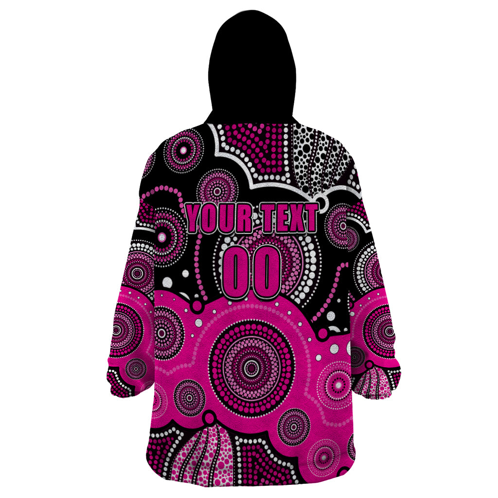 (Custom Text And Number) Sixers BBL Wearable Blanket Hoodie Aboriginal Patterns Black Version - Vibe Hoodie Shop