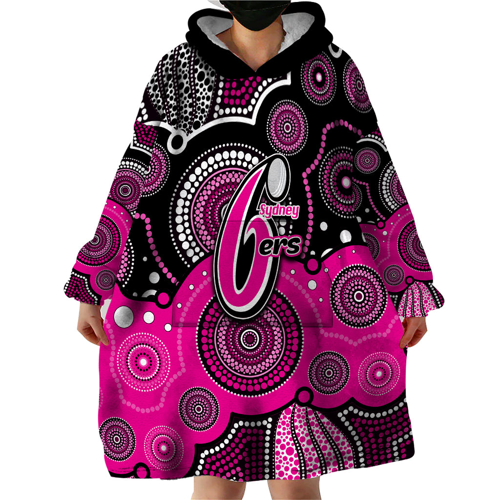 (Custom Text And Number) Sixers BBL Wearable Blanket Hoodie Aboriginal Patterns Black Version - Vibe Hoodie Shop