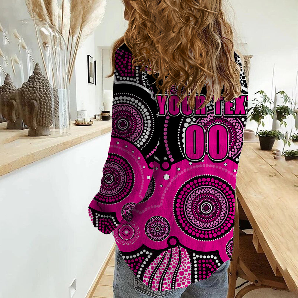 (Custom Text And Number) Sixers BBL Women Casual Shirt Aboriginal Patterns Black Version - Vibe Hoodie Shop