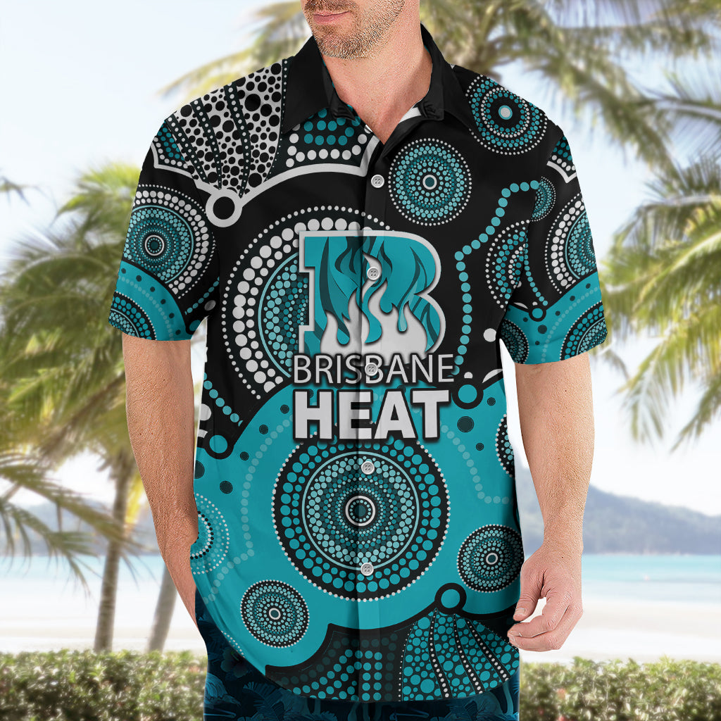 (Custom Text And Number) Brisbane Heat BBL Hawaiian Shirt Aboriginal Patterns - Vibe Hoodie Shop