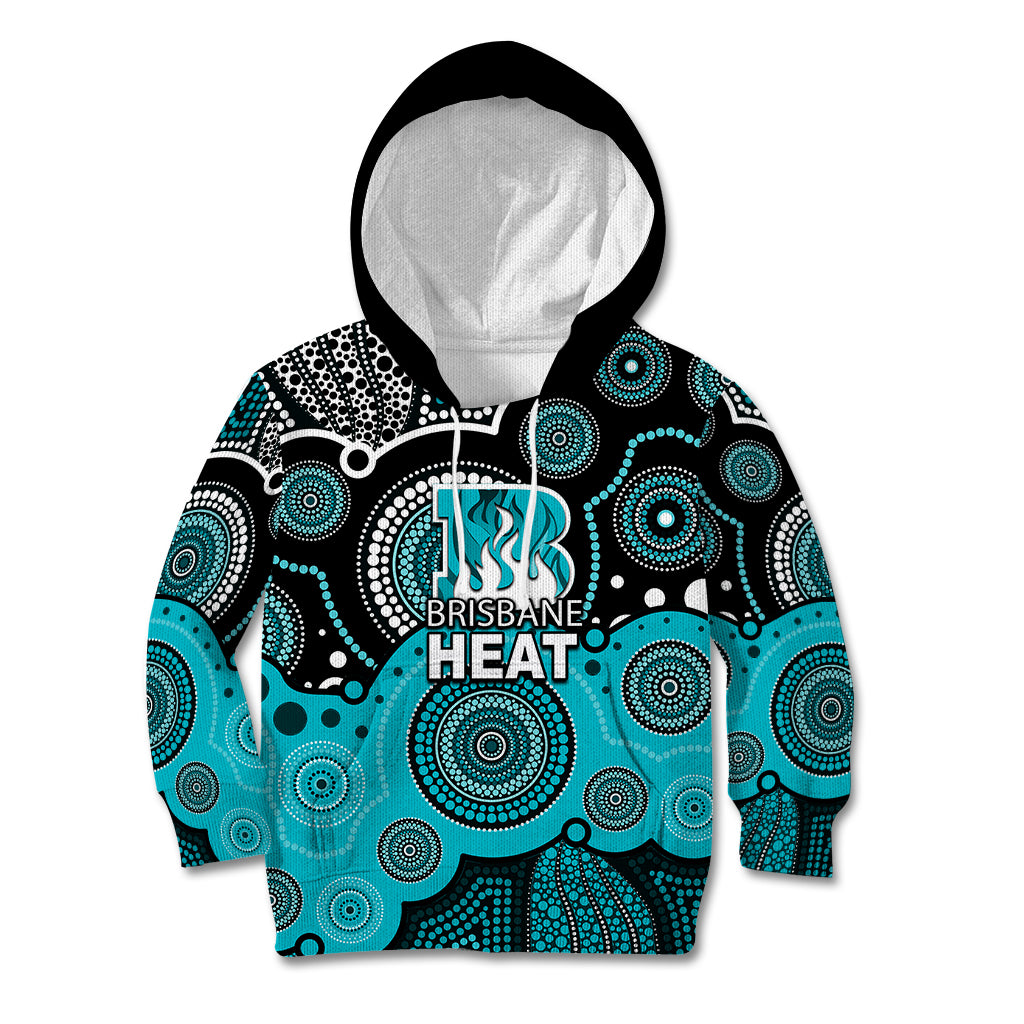 (Custom Text And Number) Brisbane Heat BBL Kid Hoodie Aboriginal Patterns - Vibe Hoodie Shop