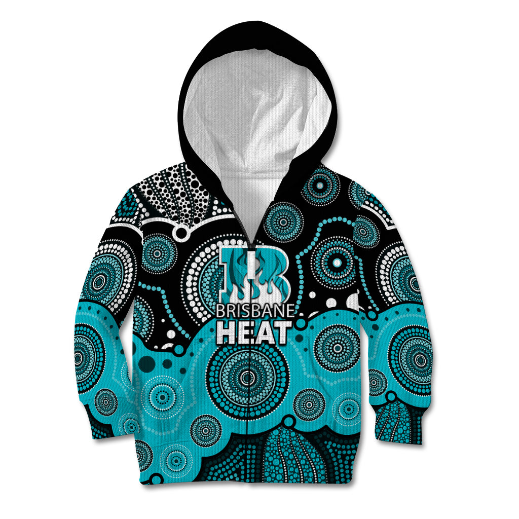 (Custom Text And Number) Brisbane Heat BBL Kid Hoodie Aboriginal Patterns - Vibe Hoodie Shop