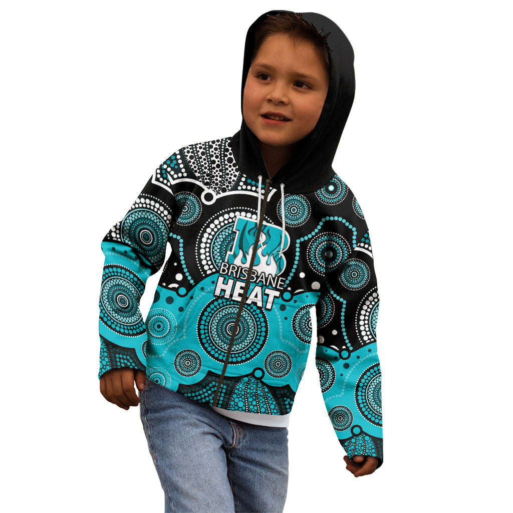 (Custom Text And Number) Brisbane Heat BBL Kid Hoodie Aboriginal Patterns - Vibe Hoodie Shop