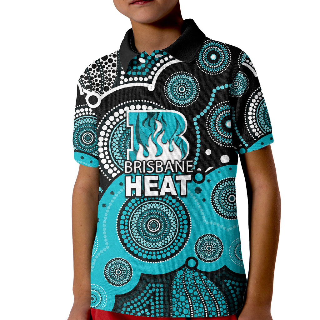 (Custom Text And Number) Brisbane Heat BBL Kid Polo Shirt Aboriginal Patterns - Vibe Hoodie Shop