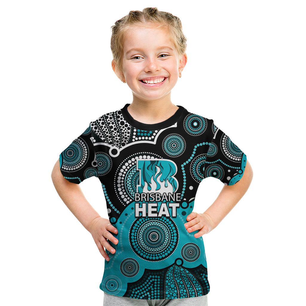 (Custom Text And Number) Brisbane Heat BBL Kid T Shirt Aboriginal Patterns - Vibe Hoodie Shop