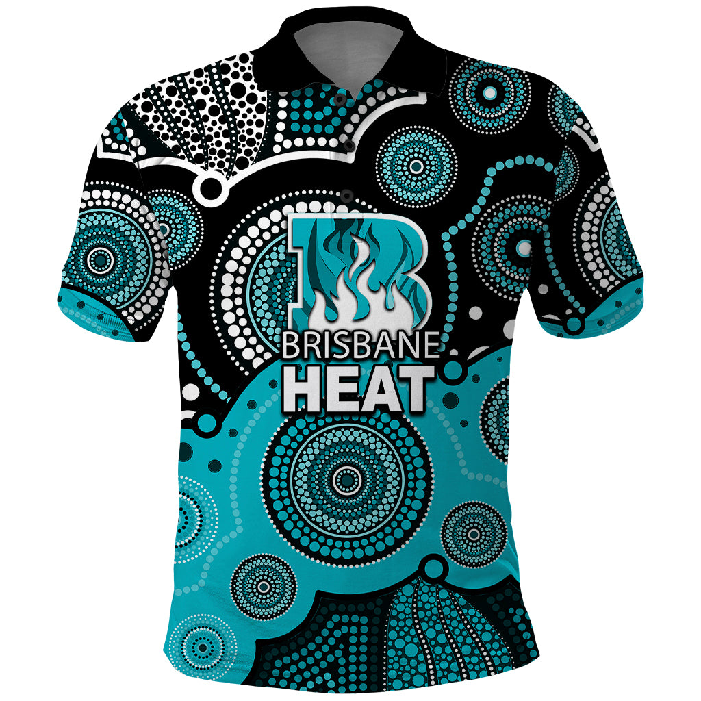 (Custom Text And Number) Brisbane Heat BBL Polo Shirt Aboriginal Patterns - Vibe Hoodie Shop