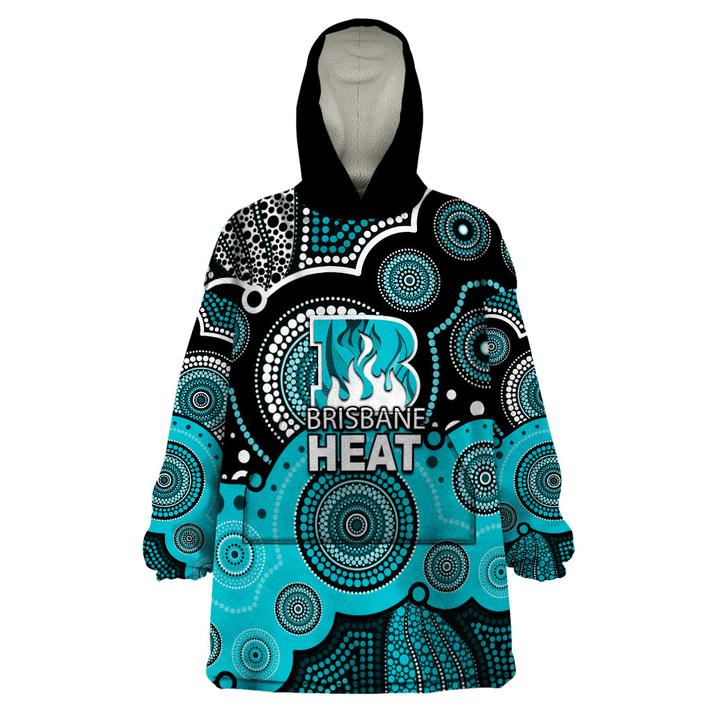 (Custom Text And Number) Brisbane Heat BBL Wearable Blanket Hoodie Aboriginal Patterns - Vibe Hoodie Shop