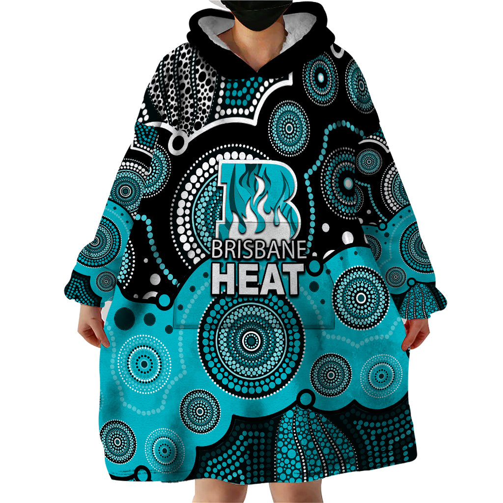 (Custom Text And Number) Brisbane Heat BBL Wearable Blanket Hoodie Aboriginal Patterns - Vibe Hoodie Shop