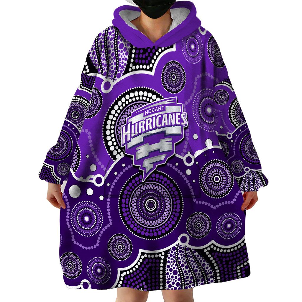 (Custom Text And Number) Hurricanes BBL Wearable Blanket Hoodie Aboriginal Patterns - Vibe Hoodie Shop