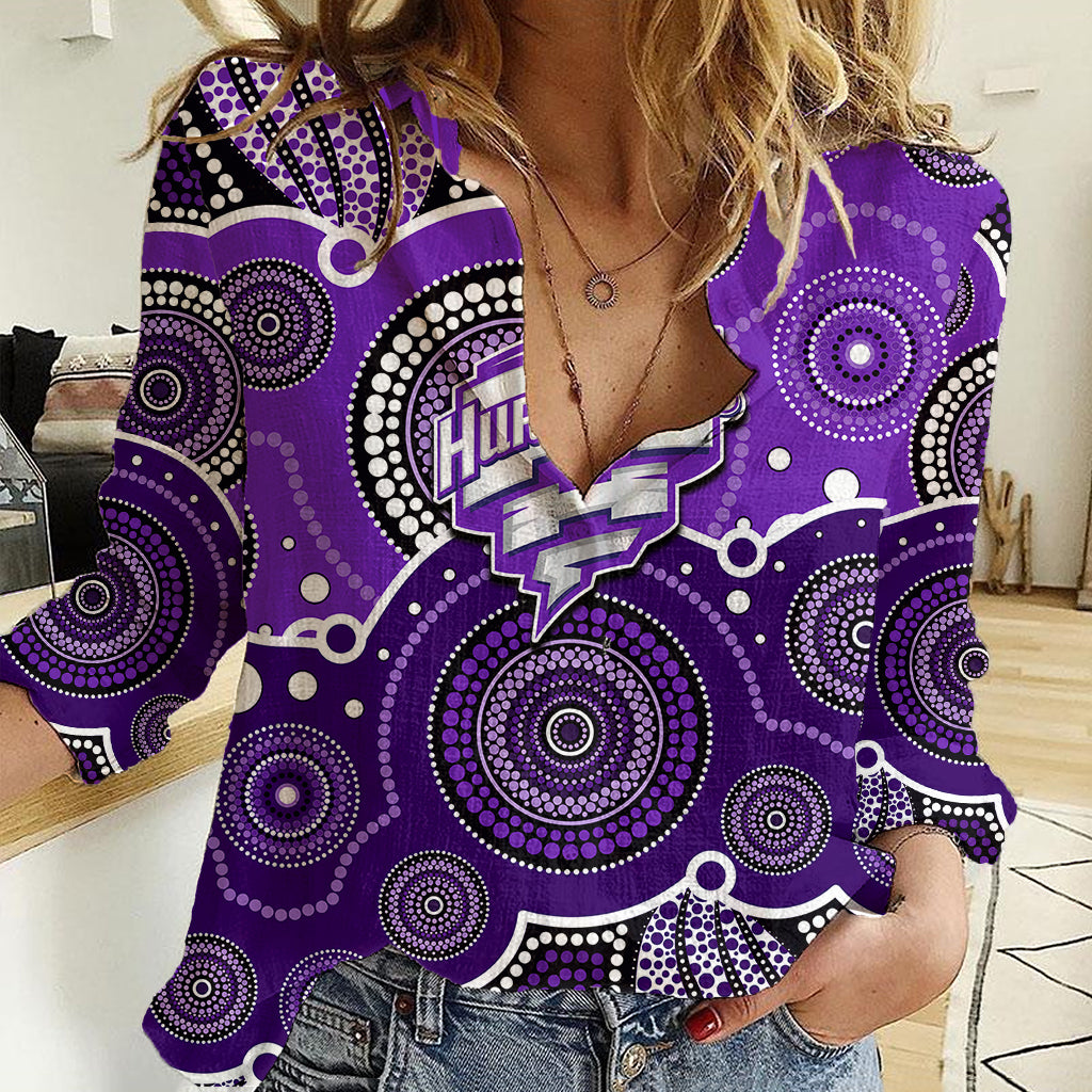 (Custom Text And Number) Hurricanes BBL Women Casual Shirt Aboriginal Patterns - Vibe Hoodie Shop