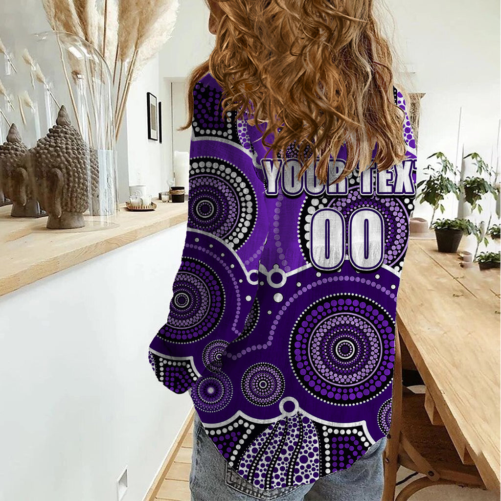 (Custom Text And Number) Hurricanes BBL Women Casual Shirt Aboriginal Patterns - Vibe Hoodie Shop