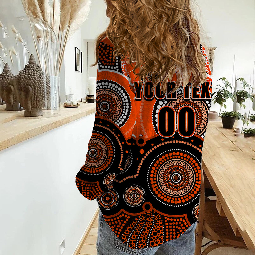 (Custom Text And Number) Perth Scorchers BBL Women Casual Shirt Aboriginal Patterns - Vibe Hoodie Shop