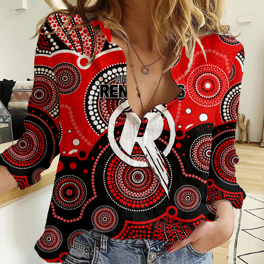 (Custom Text And Number) Renegades BBL Women Casual Shirt Aboriginal Patterns - Vibe Hoodie Shop