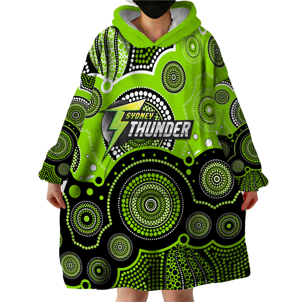 (Custom Text And Number) Thunders BBL Wearable Blanket Hoodie Aboriginal Patterns - Vibe Hoodie Shop