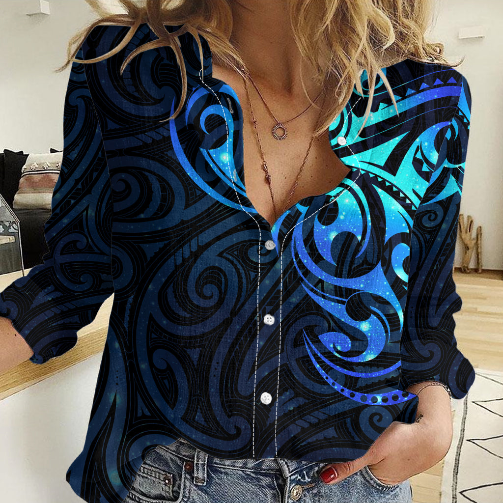 Matariki New Zealand Women Casual Shirt Maori New Year Galaxy Sky Blue - Vibe Hoodie Shop