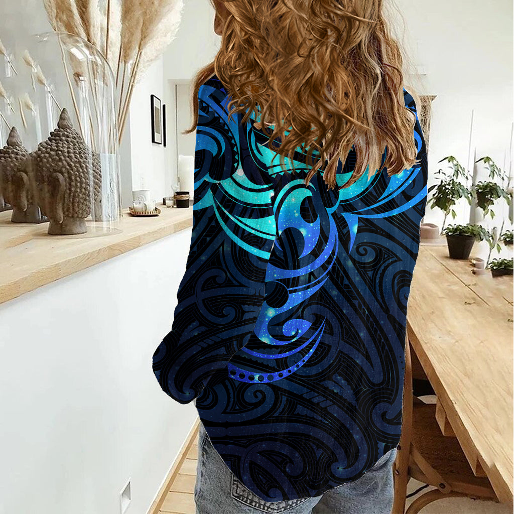 Matariki New Zealand Women Casual Shirt Maori New Year Galaxy Sky Blue - Vibe Hoodie Shop