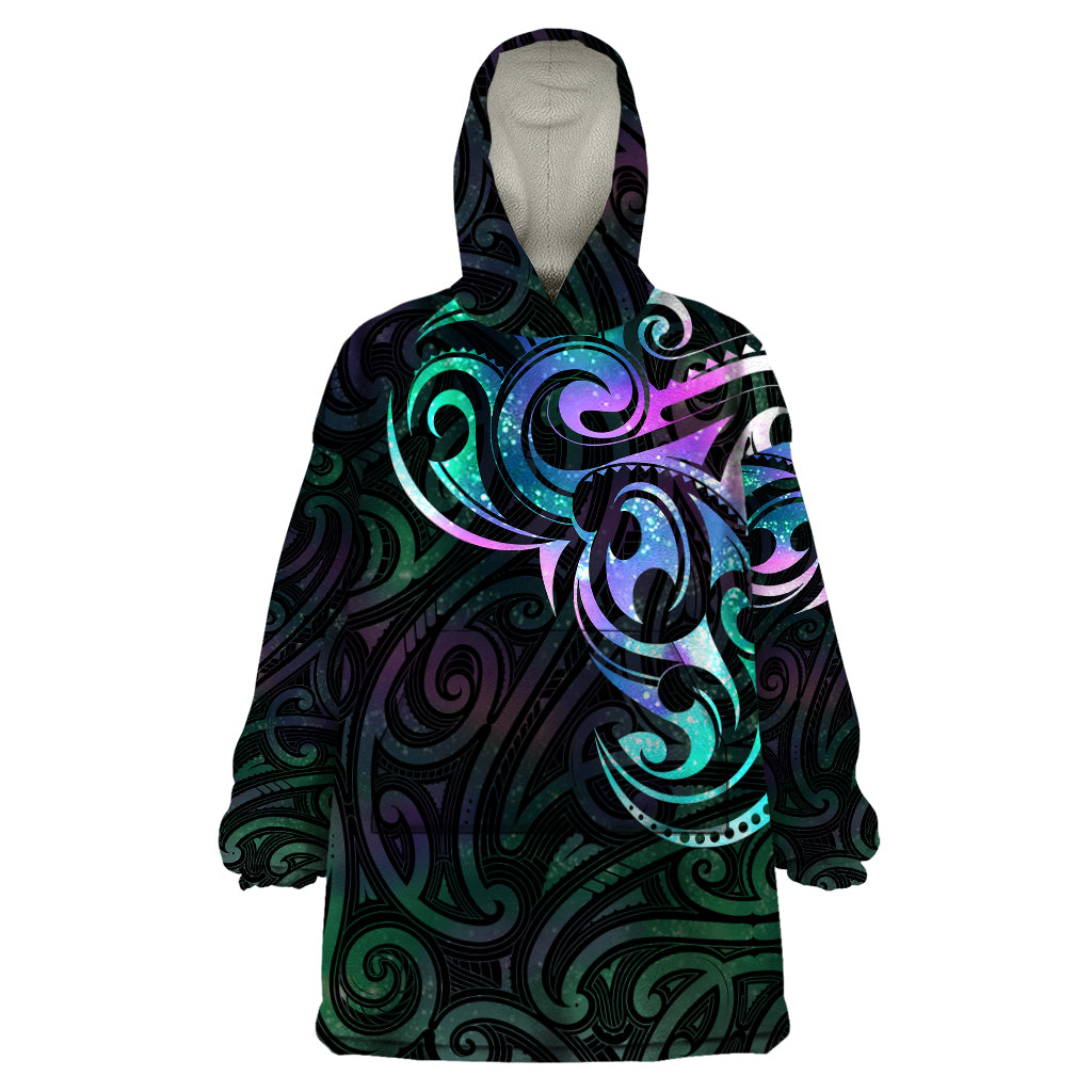 Matariki New Zealand Wearable Blanket Hoodie Maori New Year Galaxy Sky Green - Vibe Hoodie Shop