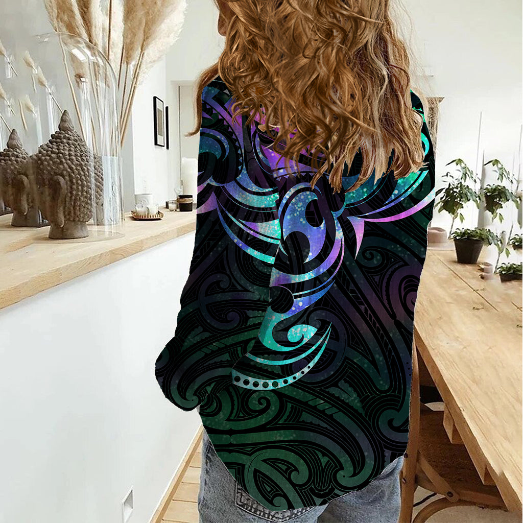 Matariki New Zealand Women Casual Shirt Maori New Year Galaxy Sky Green - Vibe Hoodie Shop