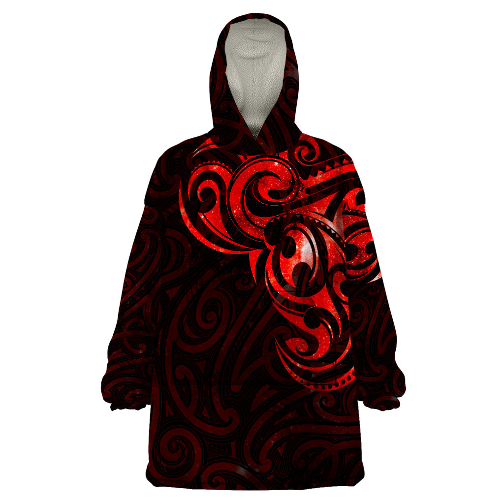 New Zealand Wearable Blanket Hoodie Maori Matariki Galaxy Sky Red - Vibe Hoodie Shop