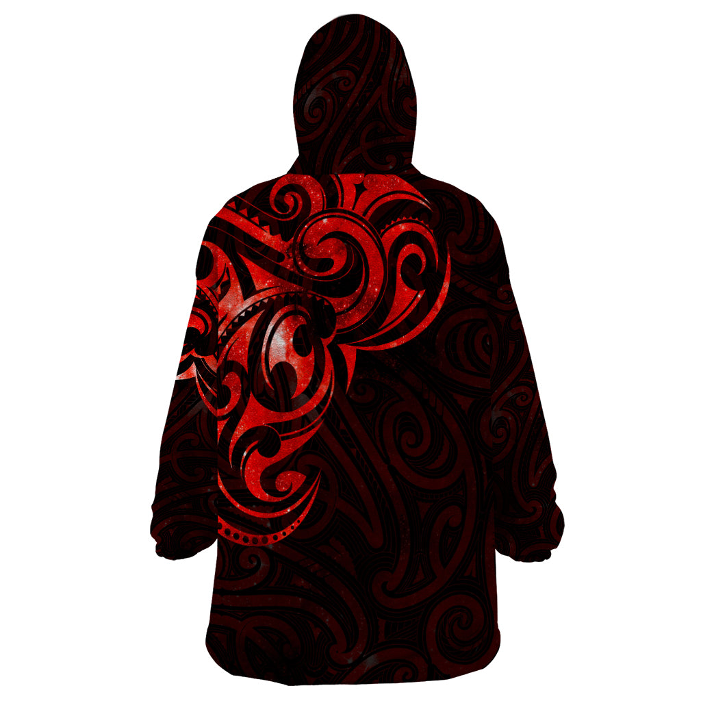 New Zealand Wearable Blanket Hoodie Maori Matariki Galaxy Sky Red - Vibe Hoodie Shop