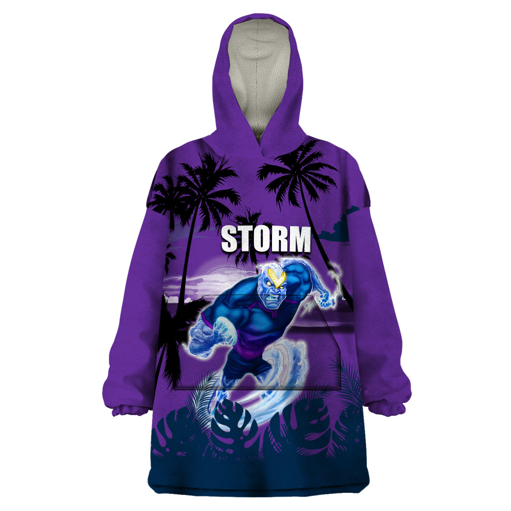 NRL Storm Wearable Blanket Hoodie Summer Vibe Style - Vibe Hoodie Shop