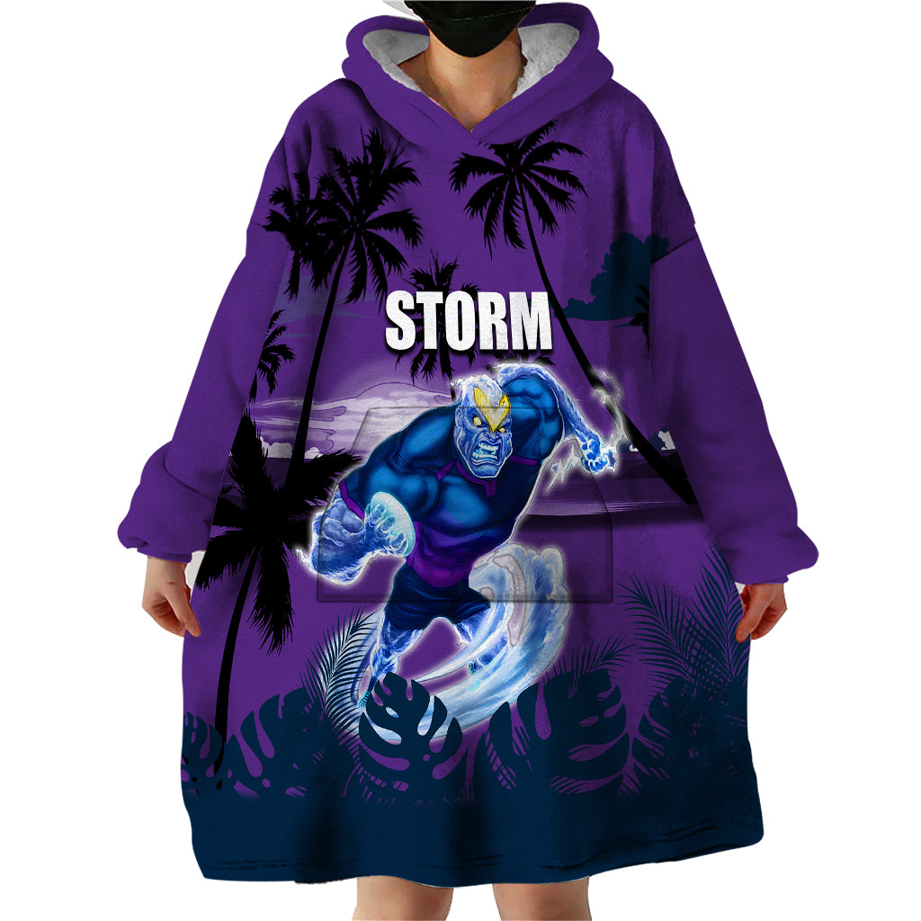 NRL Storm Wearable Blanket Hoodie Summer Vibe Style - Vibe Hoodie Shop